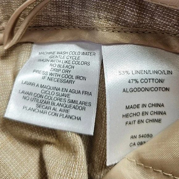 Evan Picone Petite Beige Linen Blend Wide Leg Trousers Size 12P - Picture 5 of 8